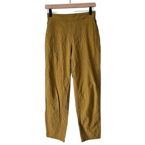 Momoni Mustard Crinkle Cotton Pull On Straight Leg Pants
